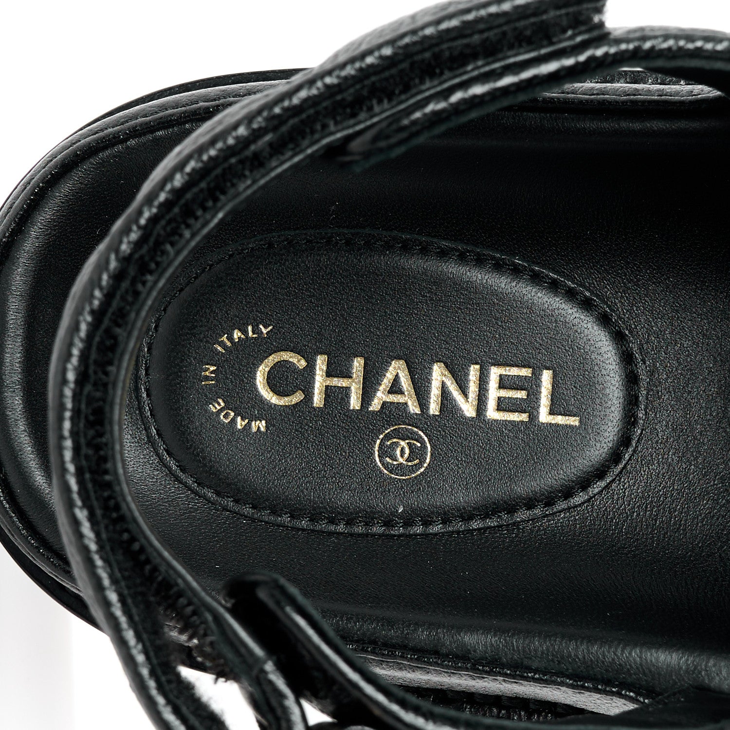 Chanel Grained Calfskin Velcro Dad Sandals 39 Black 7 of 9