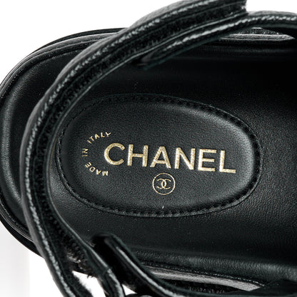 Chanel Grained Calfskin Velcro Dad Sandals 39 Black 7 of 9