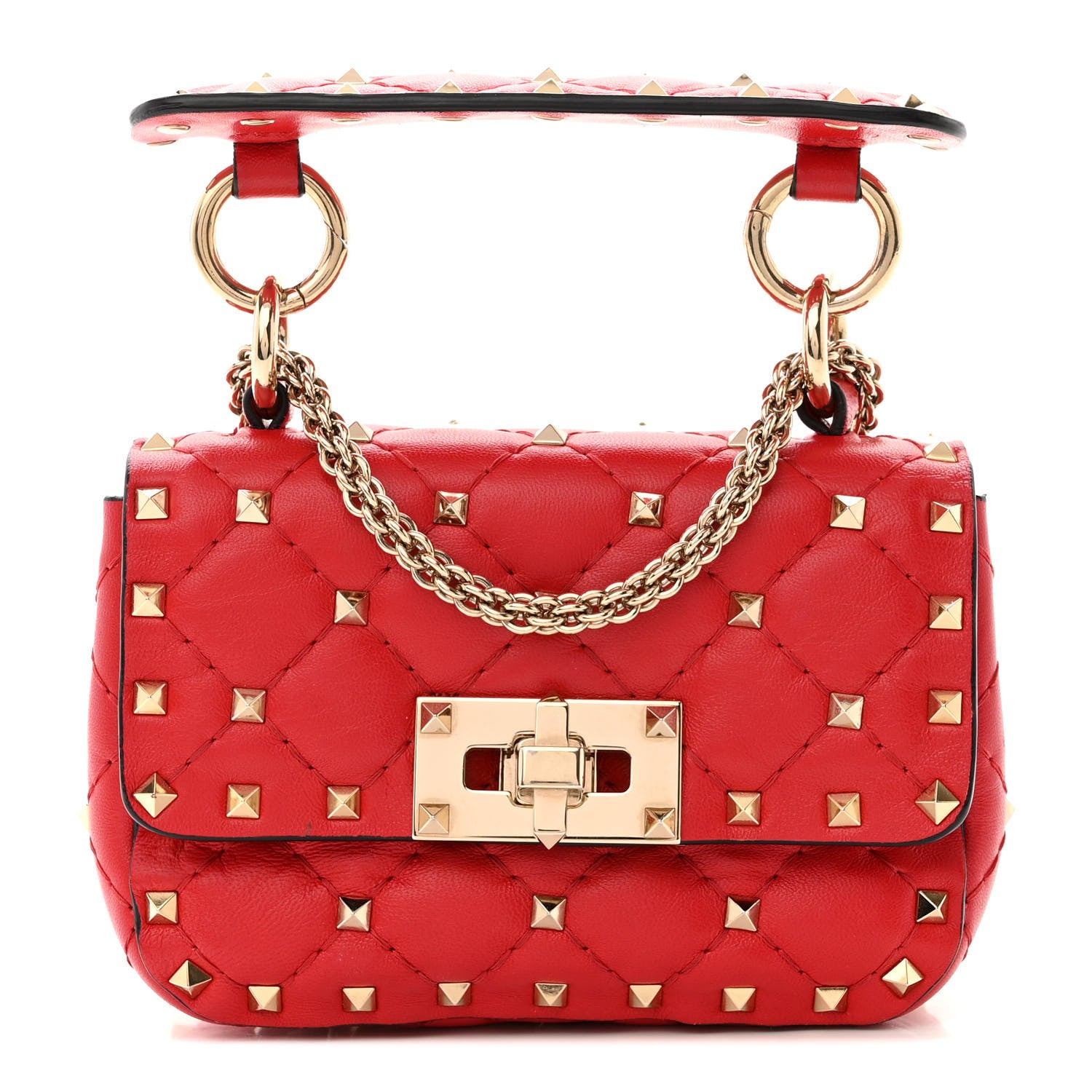 Valentino Garavani Lambskin Micro Rockstud Spike Shoulder Bag Red 1 of 10