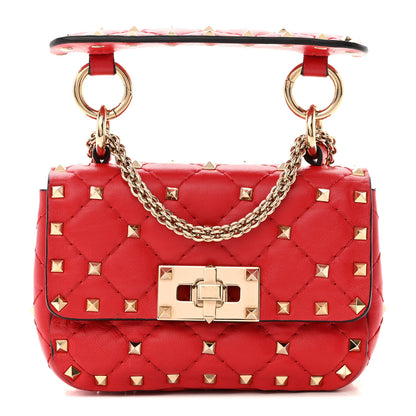 Valentino Garavani Lambskin Micro Rockstud Spike Shoulder Bag Red 1 of 10