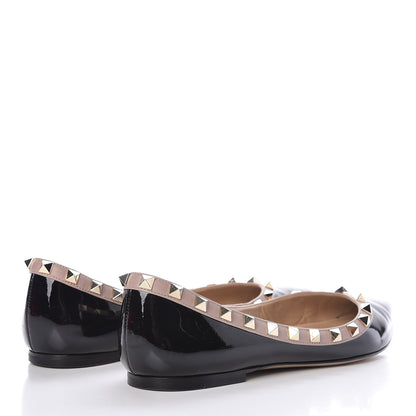 Valentino Garavani Patent Rockstud Ballerina Flats 36 Black Poudre 4 of 11