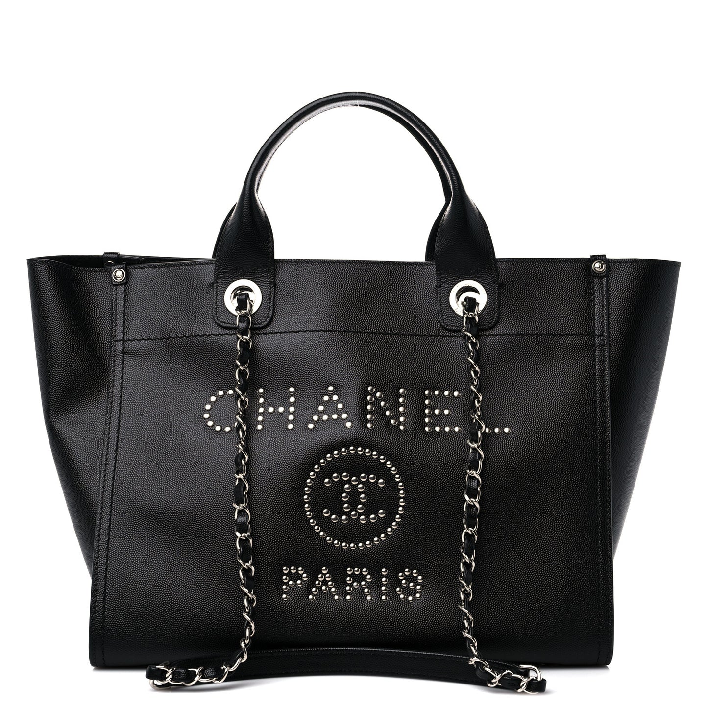 Caviar Small Studded Deauville Tote Black