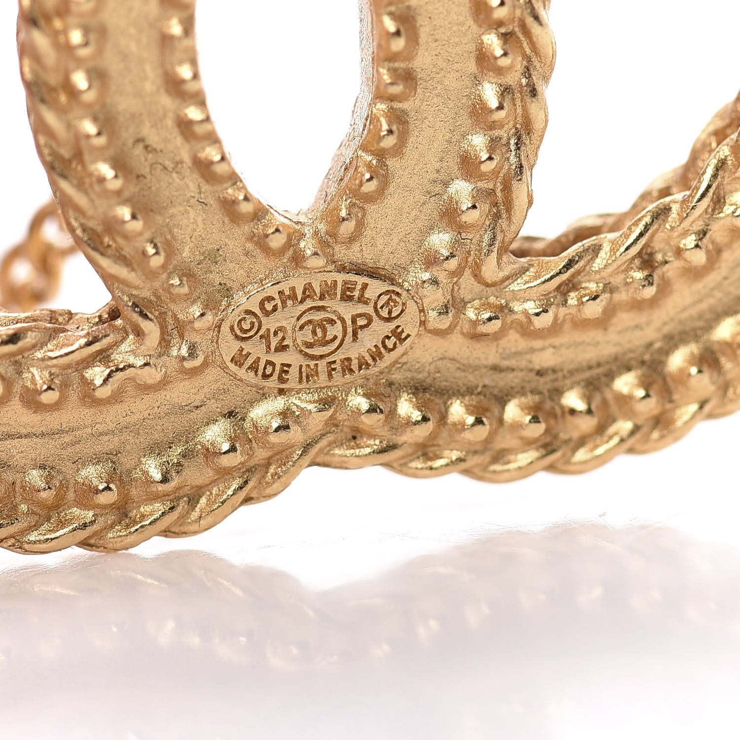 Chanel CC Drop Earrings Matte Gold 4 of 4