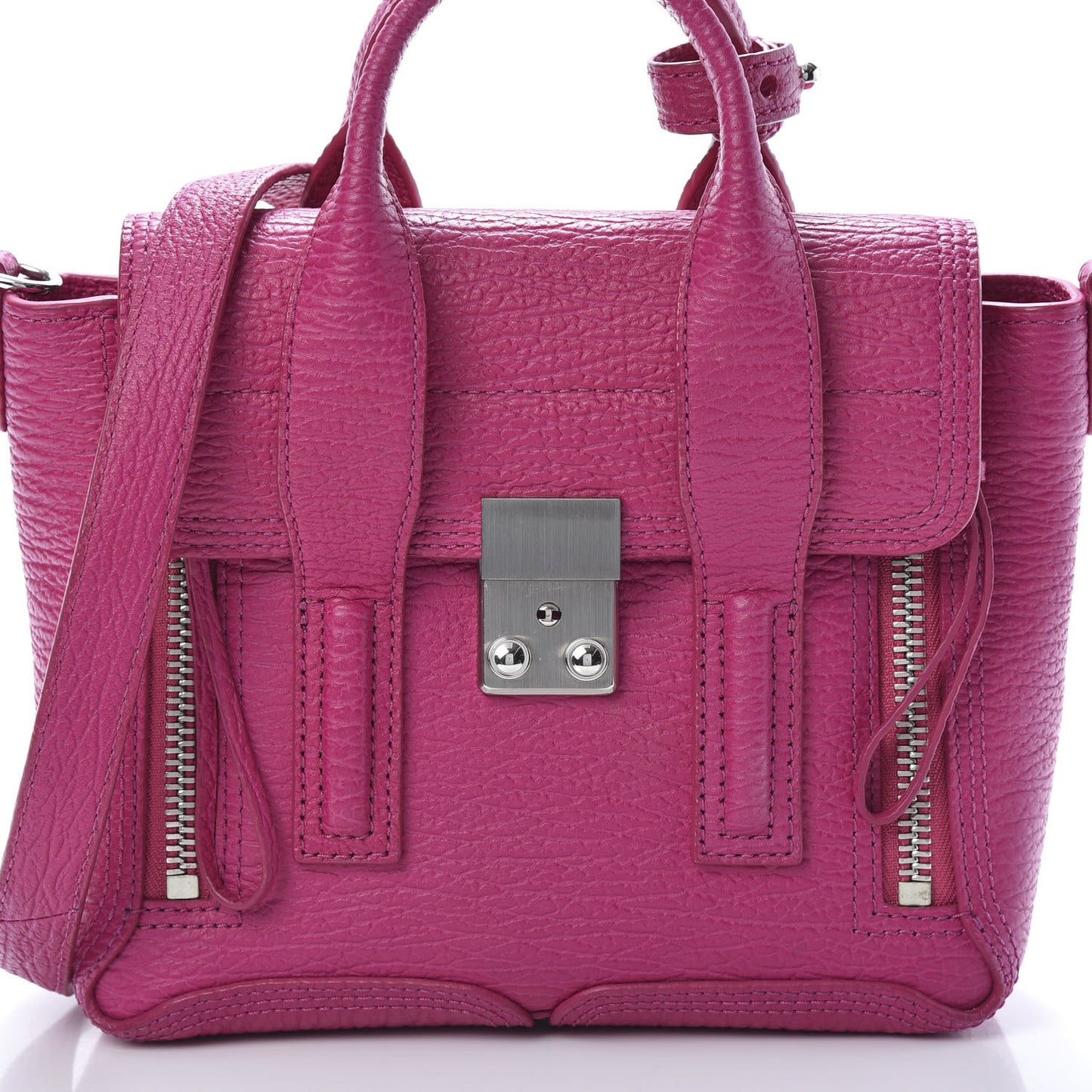 3.1 Textured Calfskin Mini Pashli Satchel Bright Fuchsia