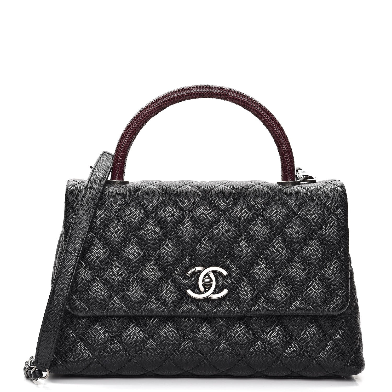 Chanel Caviar Lizard Quilted Small Coco Handle Flap Black 1 of 8
