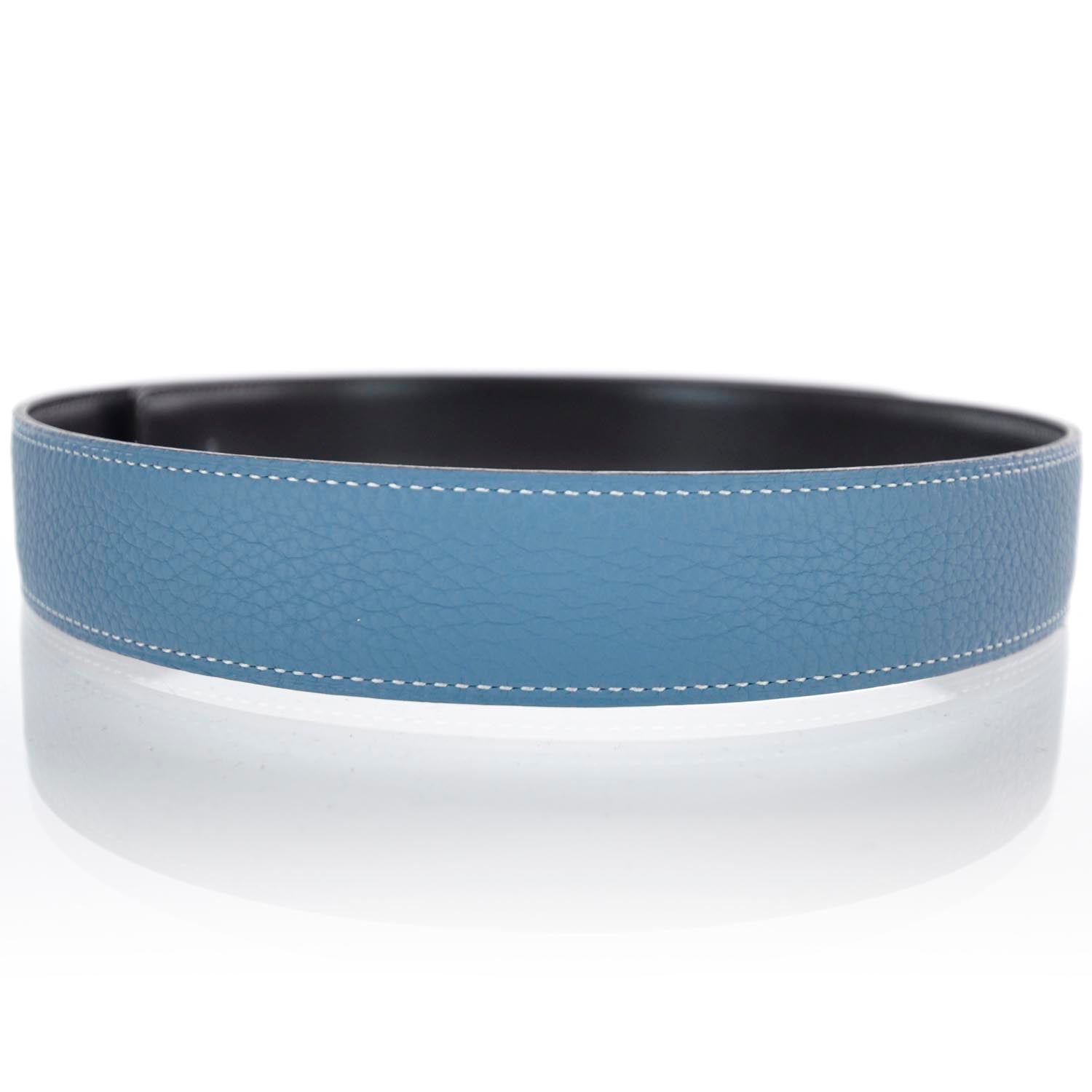 Hermes Reversible Belt Strap 80 Blue Jean and Black 2 of 6