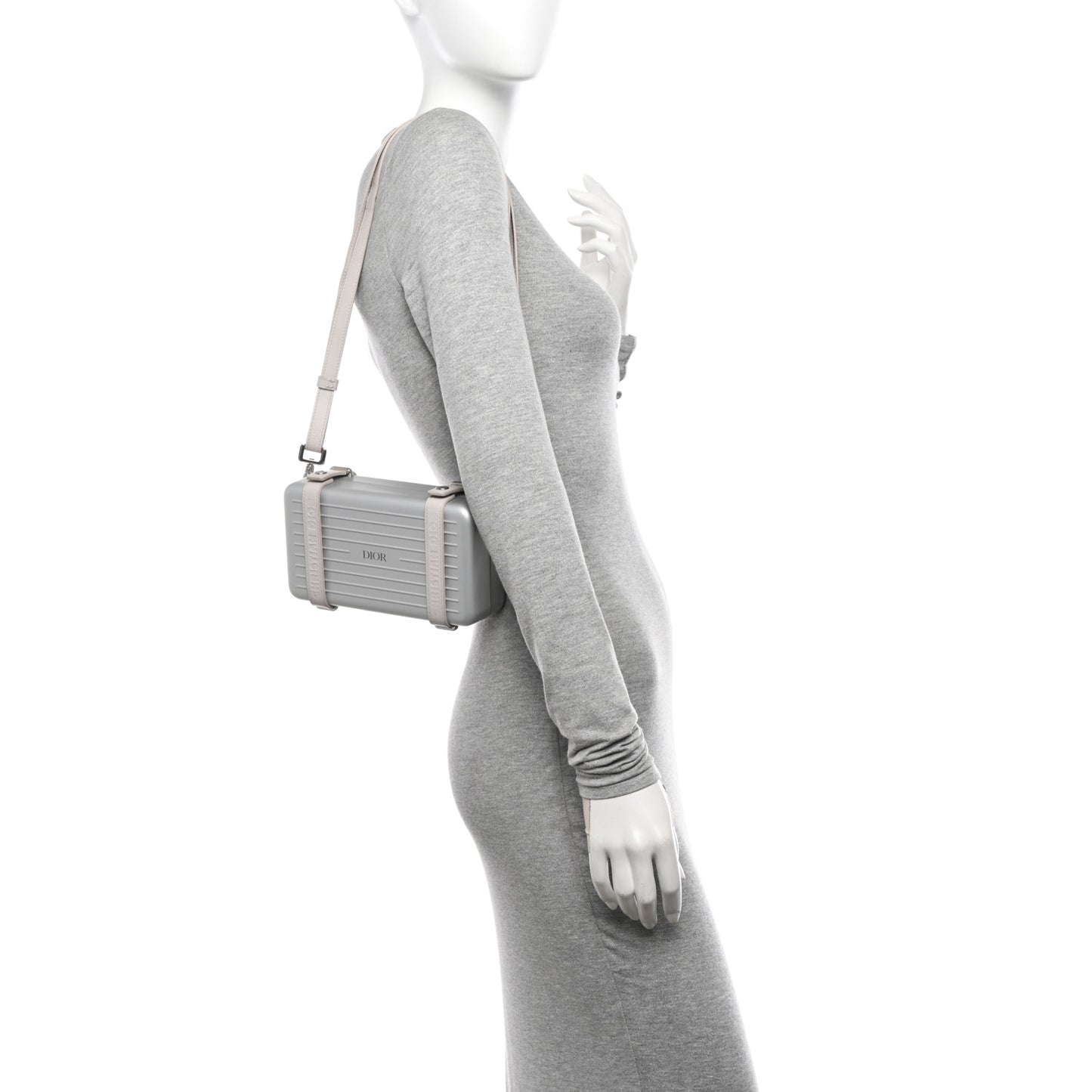 X RIMOWA Aluminum Personal Clutch On Strap Silver