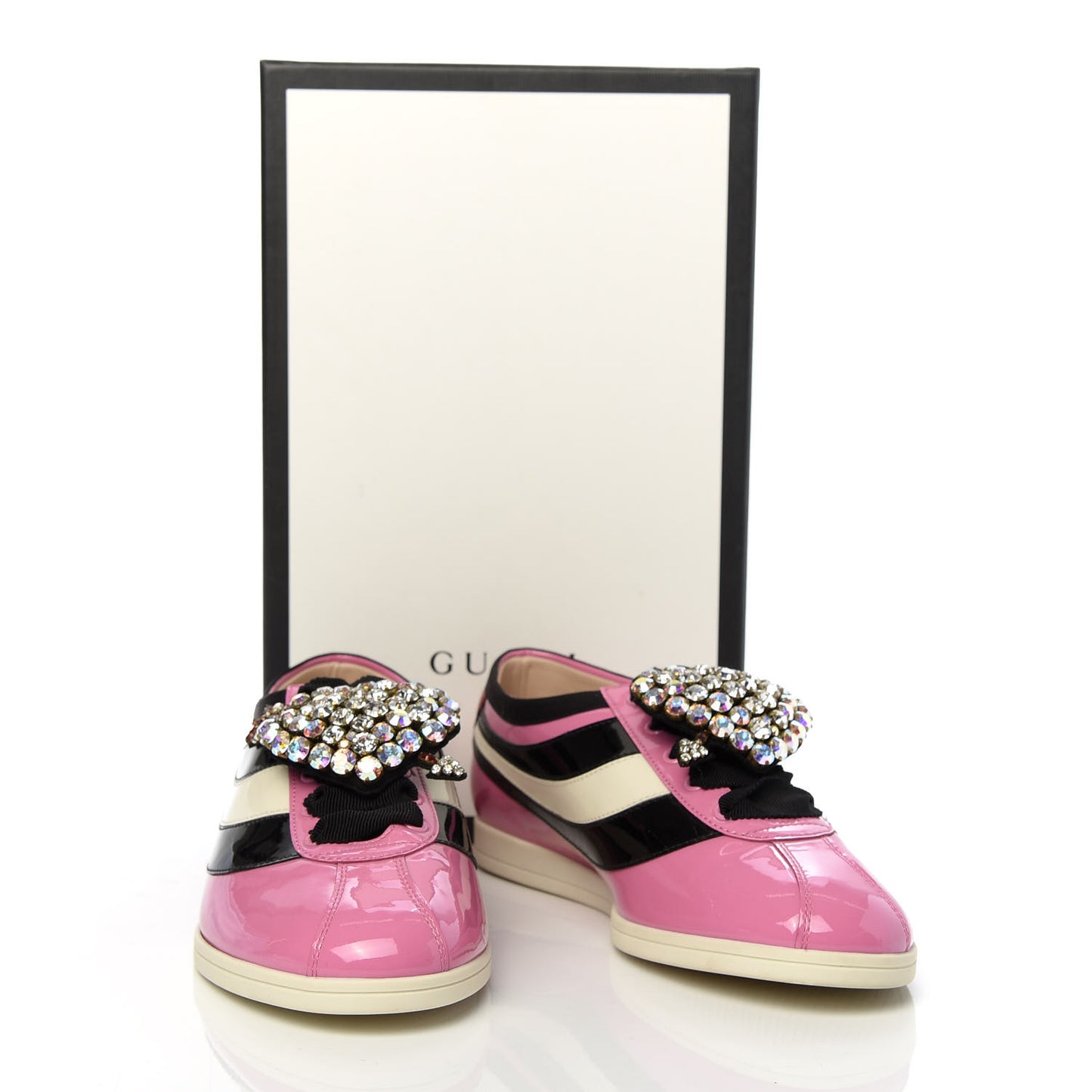 Patent Calfskin Crystal Womens Web Falacer Sneakers 39 Pink