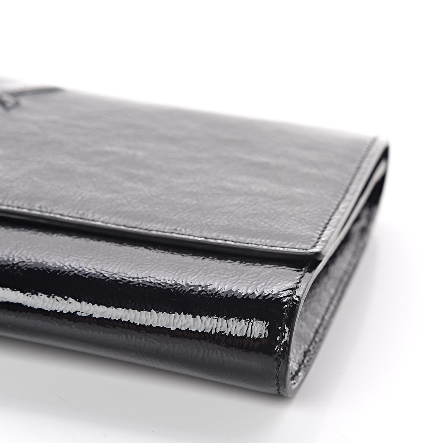Textured Patent Monogram Large Belle De Jour Clutch Black