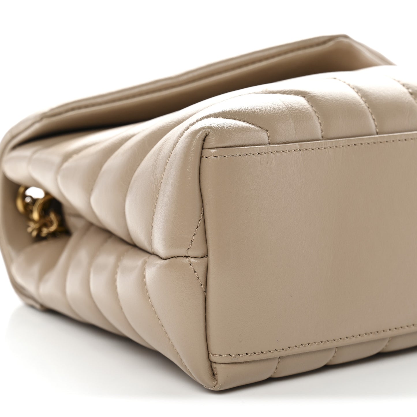 Calfskin Y Quilted Monogram Small Loulou Chain Satchel Dark Beige