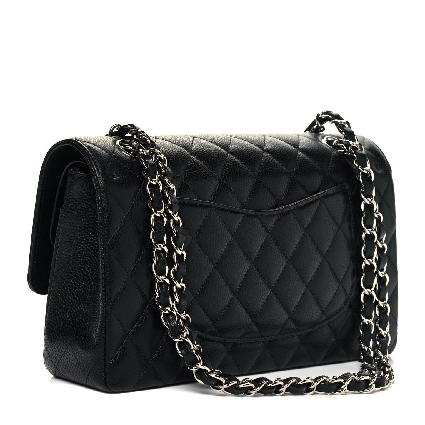 Caviar Quilted Medium Double Flap Black
