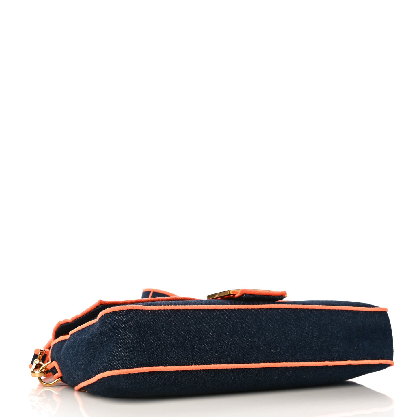 Denim Large Baguette Blue Arancio Fluo
