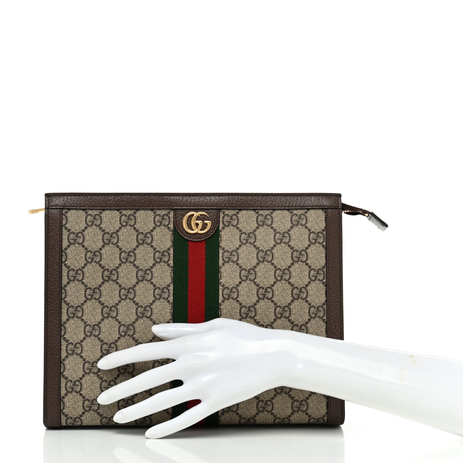 Gucci GG Supreme Monogram Web Ophidia Pouch Brown 2 of 8