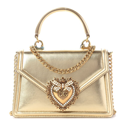 Dolce & Gabbana Smooth Calfskin Devotion Envelope Top Handle Bag Gold 1 of 9