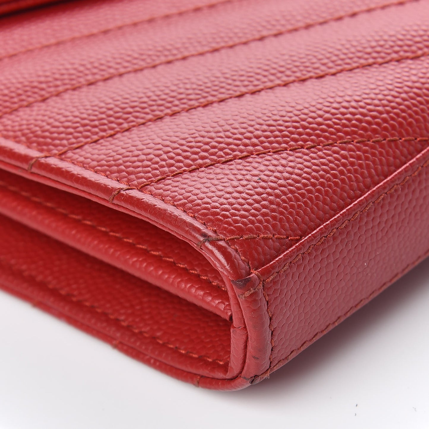 Grain De Poudre Matelasse Chevron Monogram Chain Wallet New Red