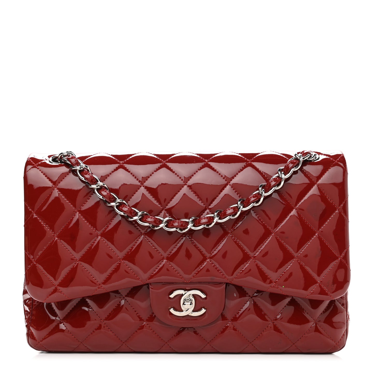 Patent Quilted Jumbo Double Flap Red