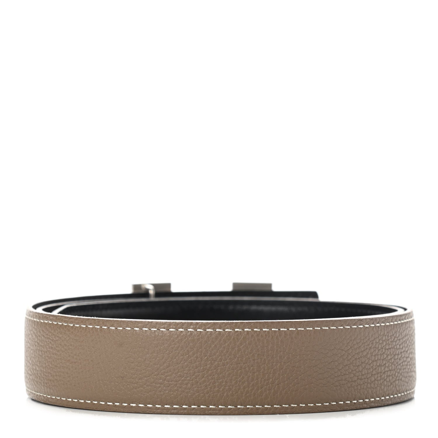 Hermes Box Togo 32mm Guilloche H Belt 90 Black Etoupe 2 of 7