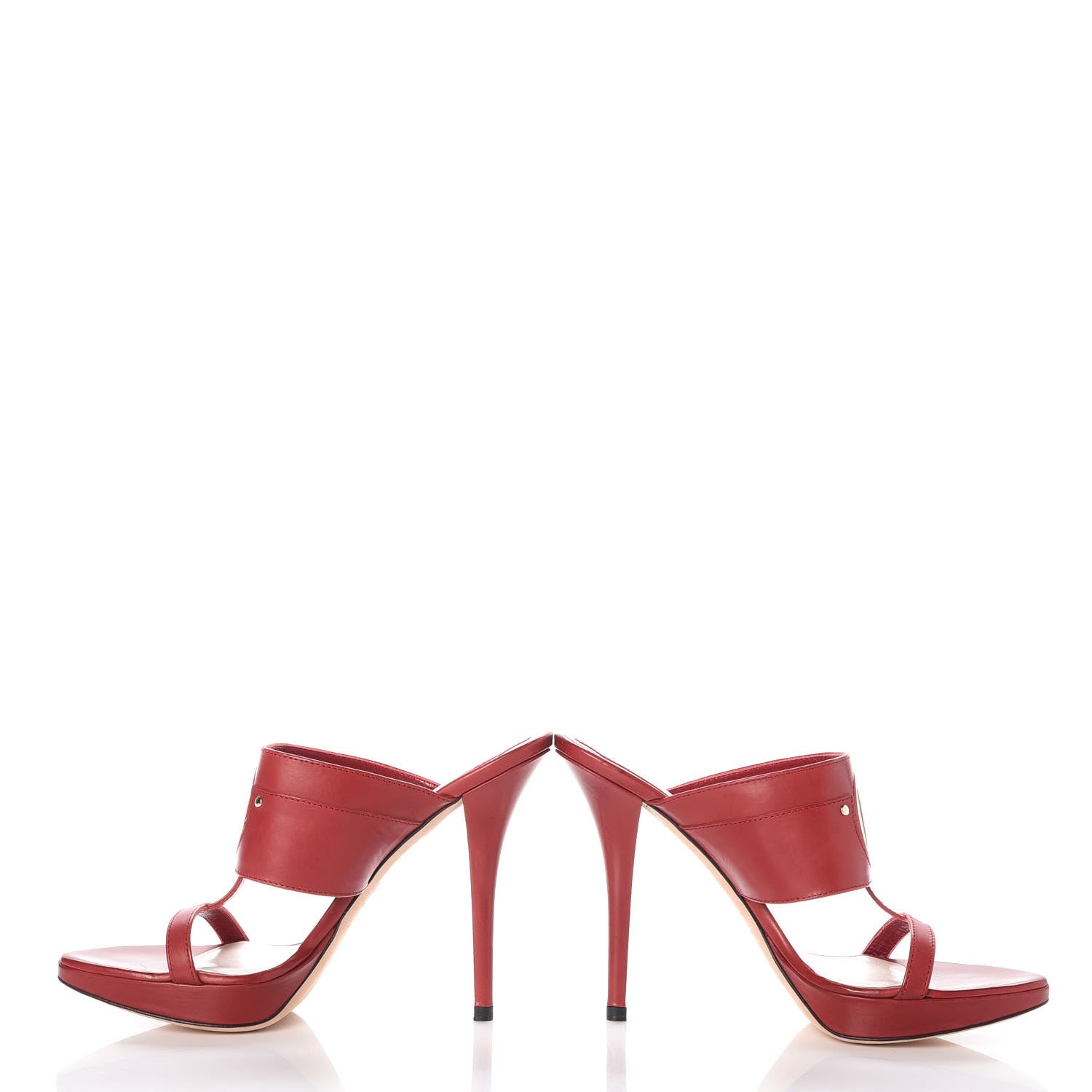 Christian Dior Calfskin Platform Mule Sandals 38.5 Red 6 of 10