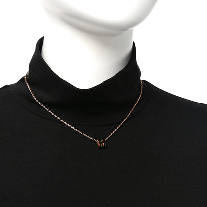 Hermes Lacquered Rose Gold Mini Pop H Pendant Necklace Black 2 of 5