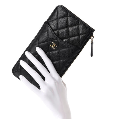 Chanel Caviar Quilted Classic Flat Wallet Pouch Black 2 of 9
