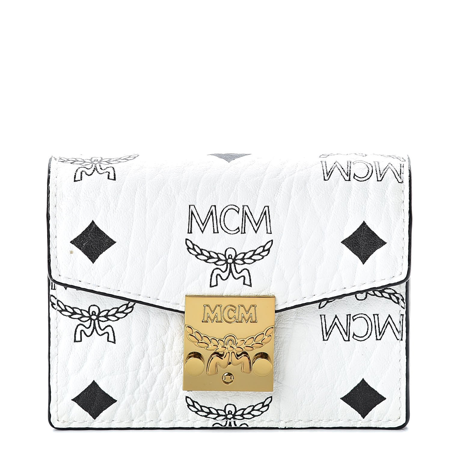 MCM Visetos Mini Accordion Card Wallet White 1 of 8