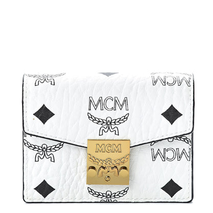 MCM Visetos Mini Accordion Card Wallet White 1 of 8