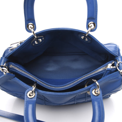 Christian Dior Lambskin Cannage Granville Polochon Blue 7 of 15