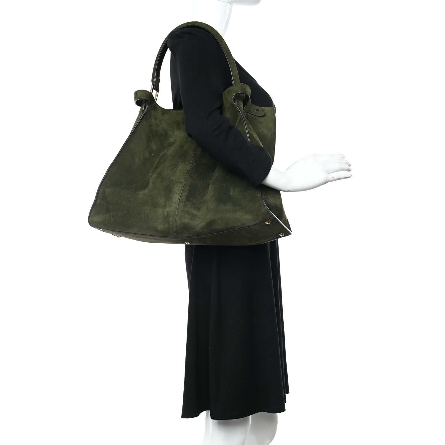 Fendi Camoscio Glazed Fabric FF 1974 Large Peekaboo X-Lite Amazzonia Mogano Panna 2 of 12