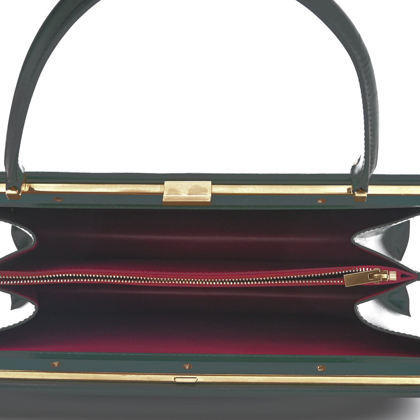Box Calfskin Medium Clasp Bag Dark Green