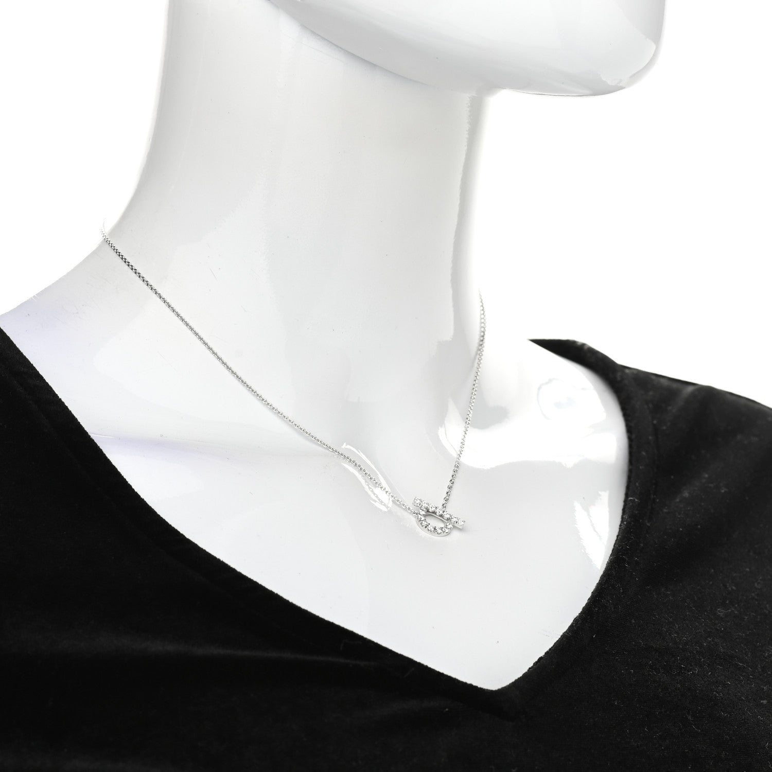 Hermes 18K White Gold Diamond Finesse Pendant Necklace 2 of 5