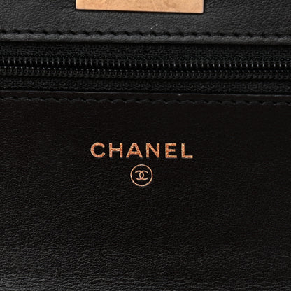 Chanel Calfskin Crocodile Embossed Graffiti 2.55 Cocodile Reissue Wallet On Chain WOC Black Gold 6 of 12