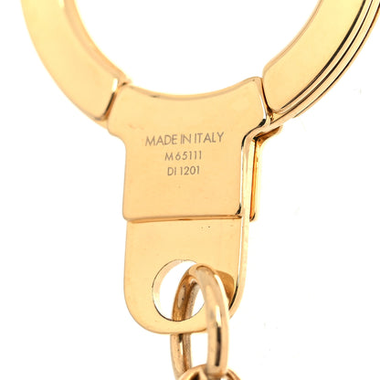 Louis Vuitton Brass Enamel Fleur De Monogram Bag Charm Chain Gold 4 of 4