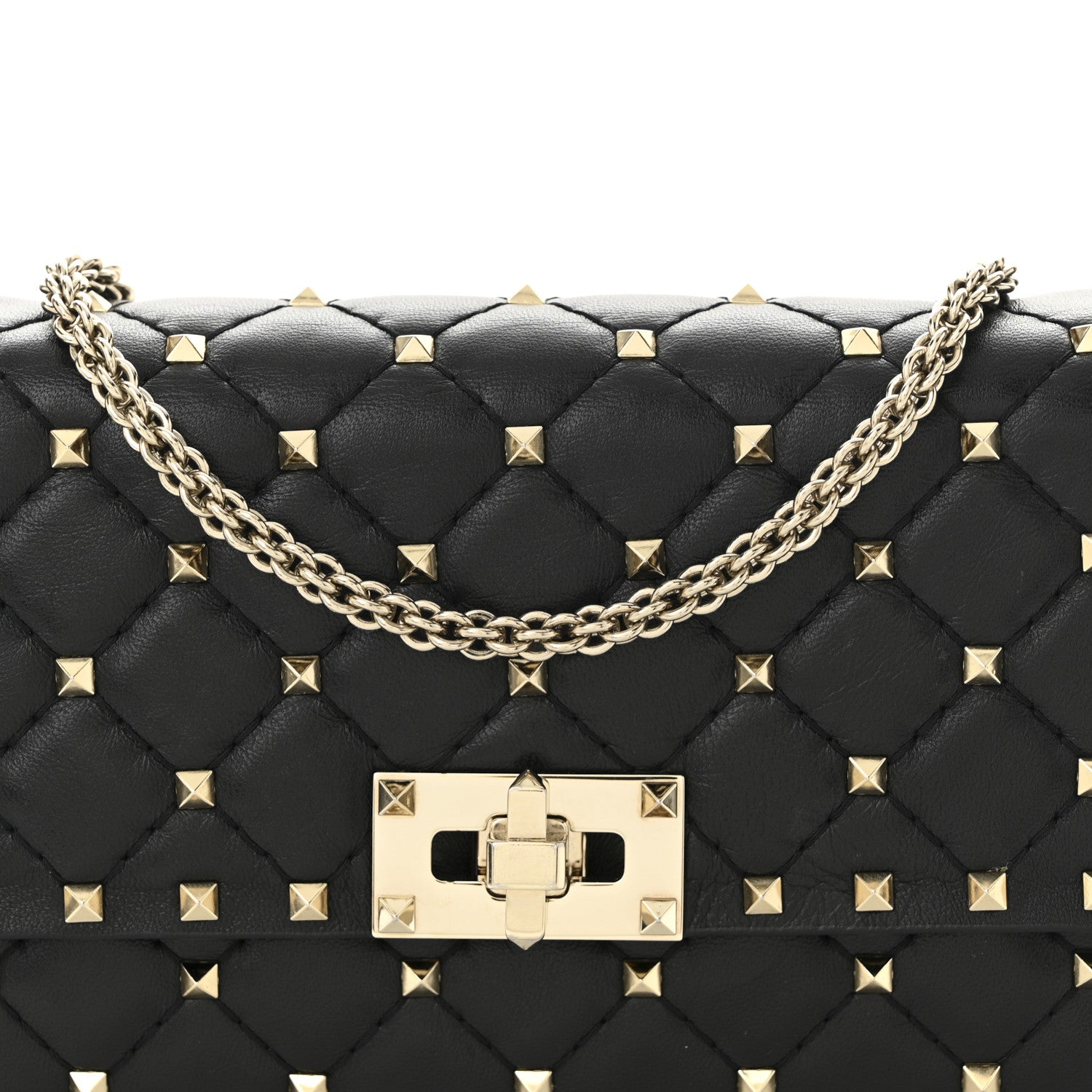 Valentino Garavani Lambskin Rockstud Spike Wallet on Chain Black 7 of 10