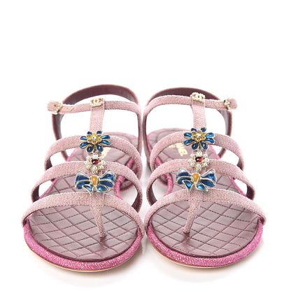 Chanel Fabric Embellished Sandals 39 Pink 2 of 7