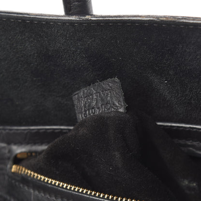 Celine Crocodile Embossed Calfskin Medium Phantom Luggage Black 8 of 19