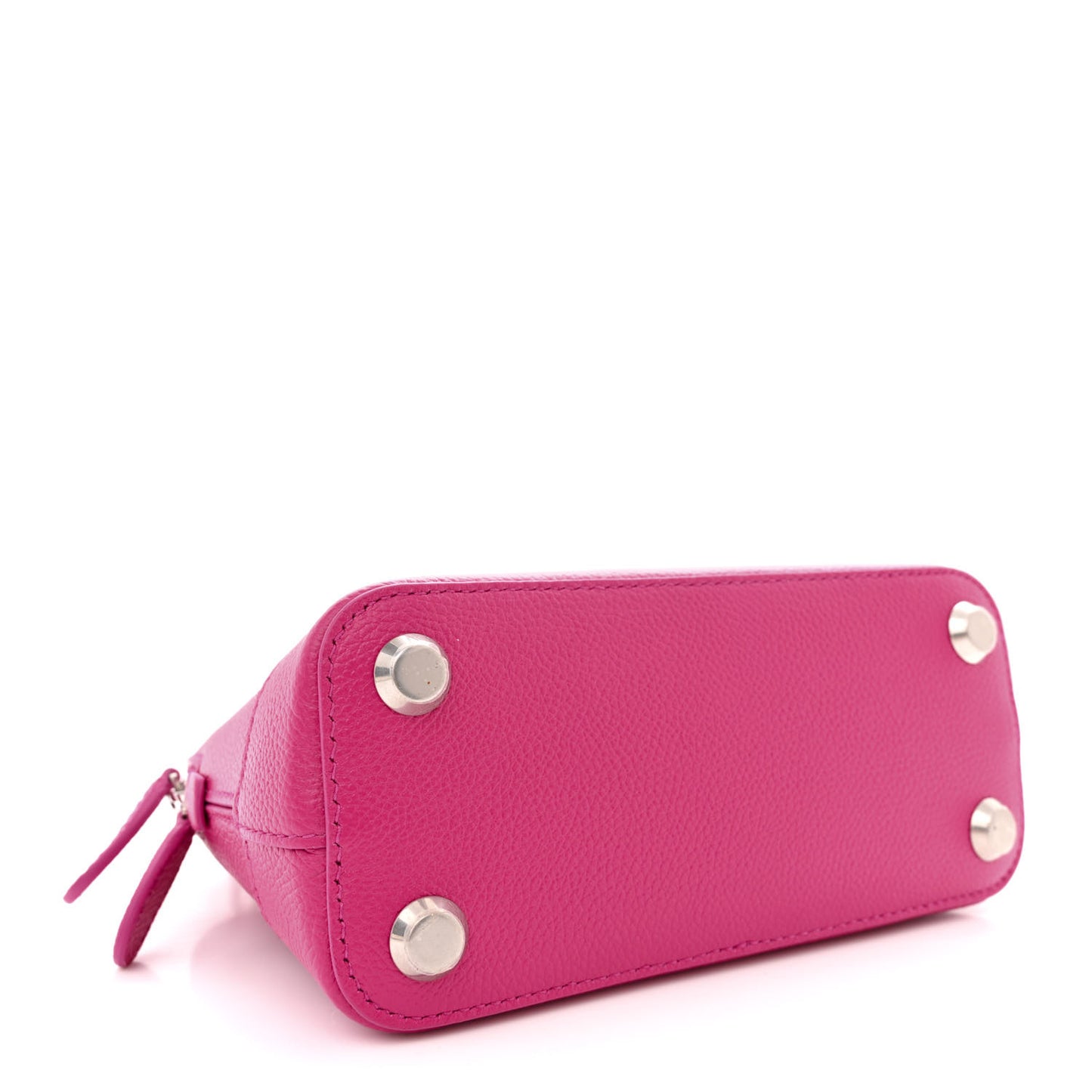 Signature Grained Calfskin Logo XXS Ville Top Handle Bag Fuchsia White