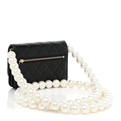 Chanel Calfskin Quilted Mini Maxi Pearls Wallet On Chain WOC Black 3 of 11