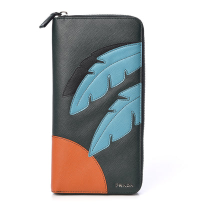 Prada Saffiano Large Sun Zip Around Travel Wallet Smeraldo 1 of 8