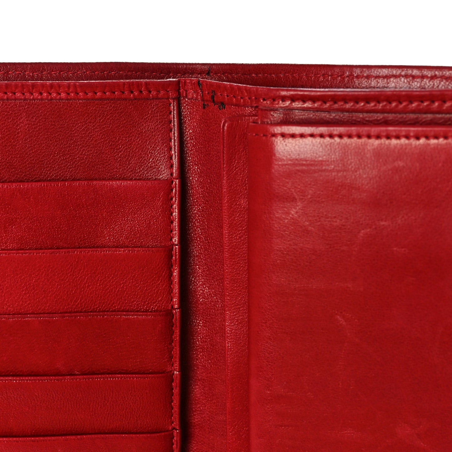 Calfskin Diamond Stitched French Wallet Red