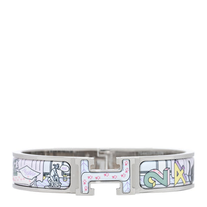 Hermes Enamel Printed H Mystere Au 24 Narrow Clic Clac H Bracelet PM Jasmin 1 of 3