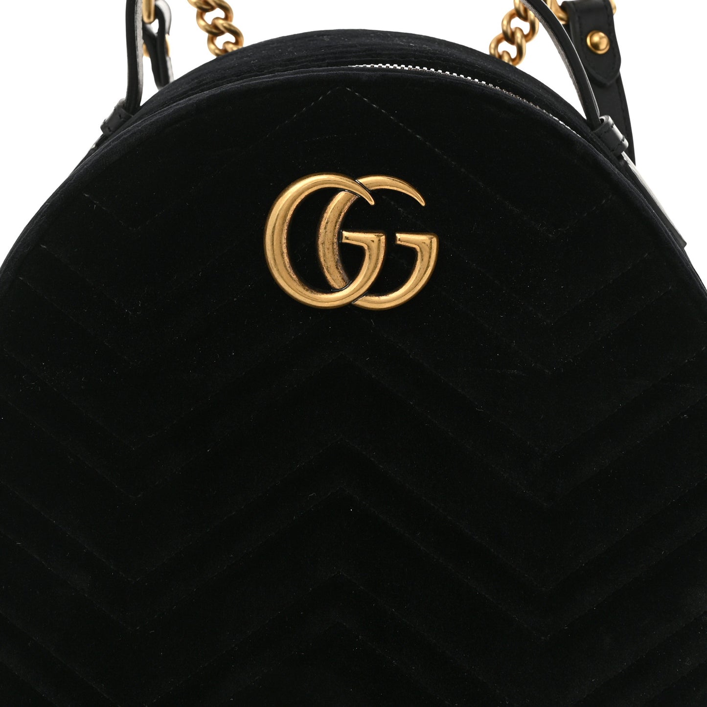Velvet Matelasse GG Marmont Dome Backpack Black