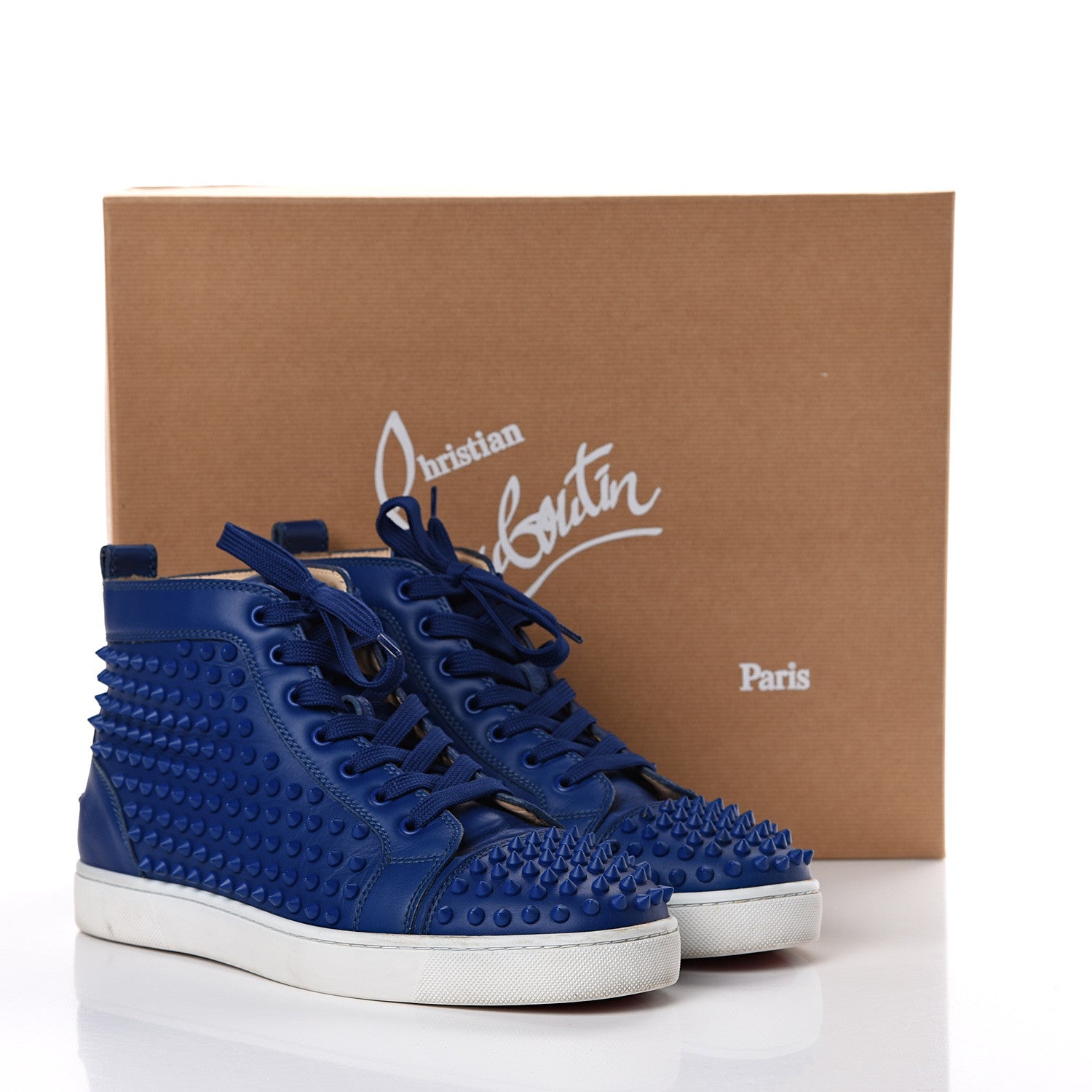Christian Louboutin Calfskin Mens Louis Spikes Flat Sneakers 43 Neptune 14 of 14