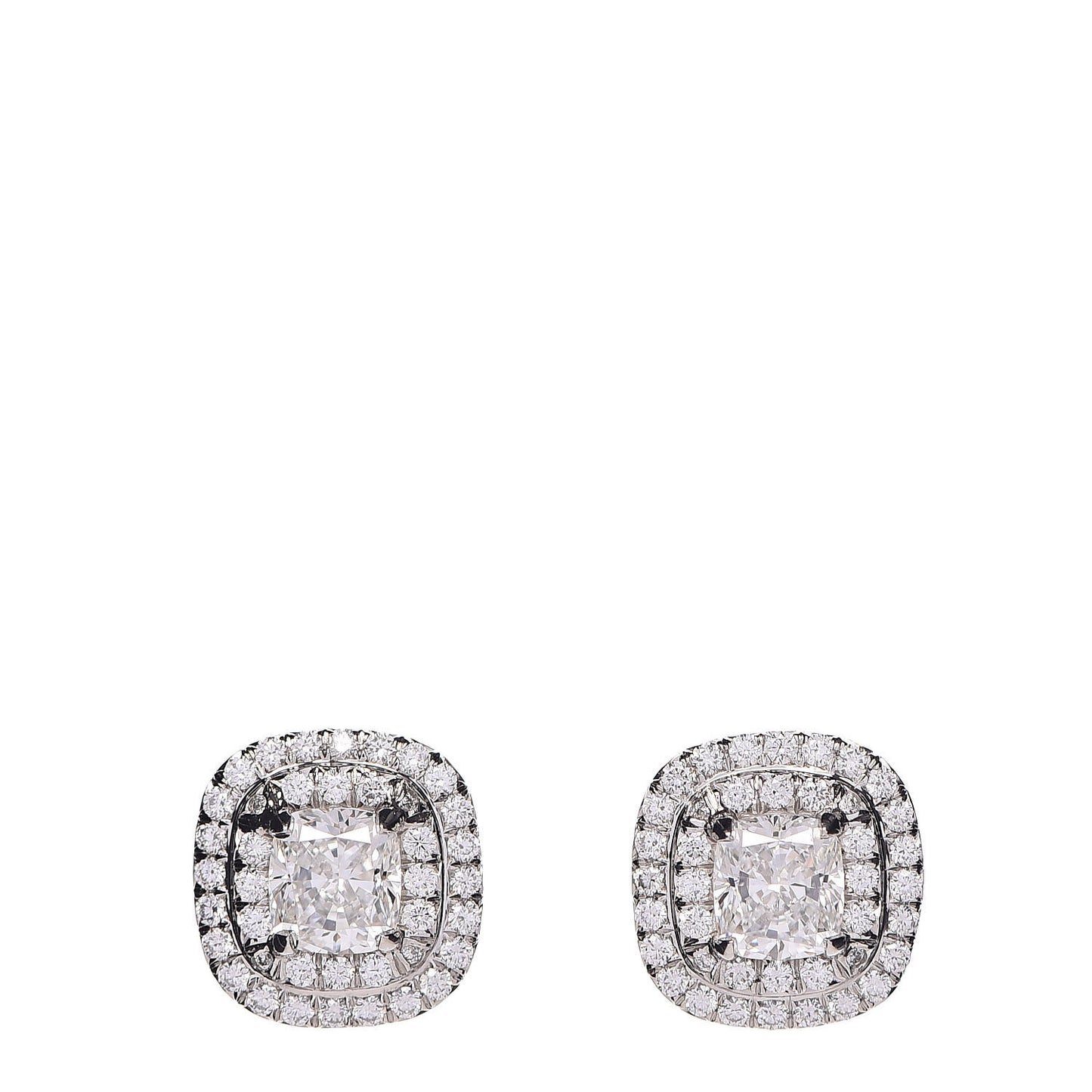 Platinum Diamond 1.24ctw Cushion Soleste Earrings