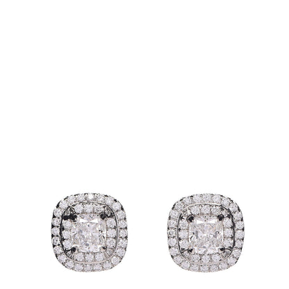 Tiffany Platinum Diamond 1.24ctw Cushion Soleste Earrings 1 of 6