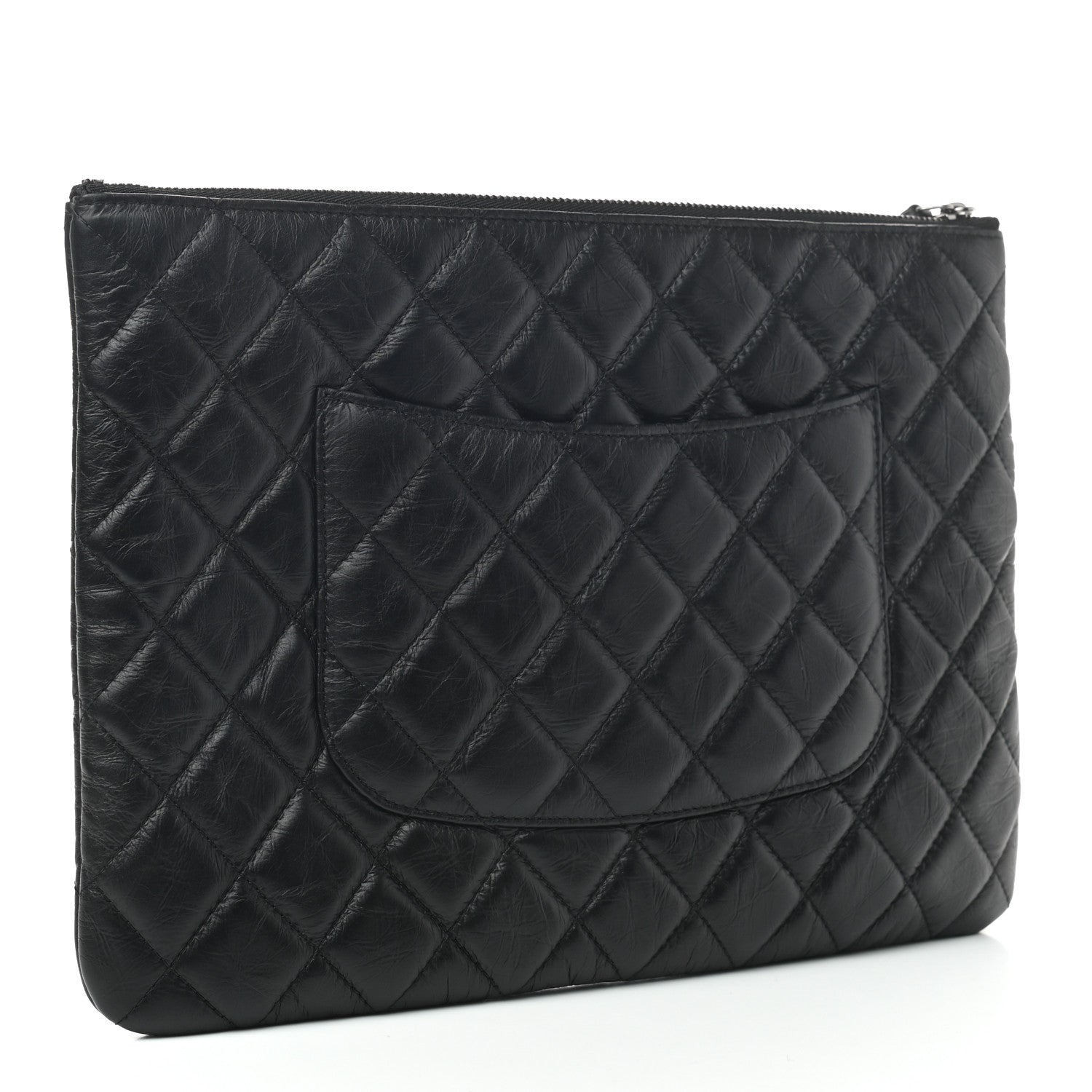 Chanel Aged Calfskin Quilted Medium Tassel Cosmetic Case Black 3 of 8