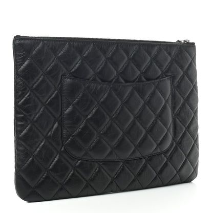 Chanel Aged Calfskin Quilted Medium Tassel Cosmetic Case Black 3 of 8