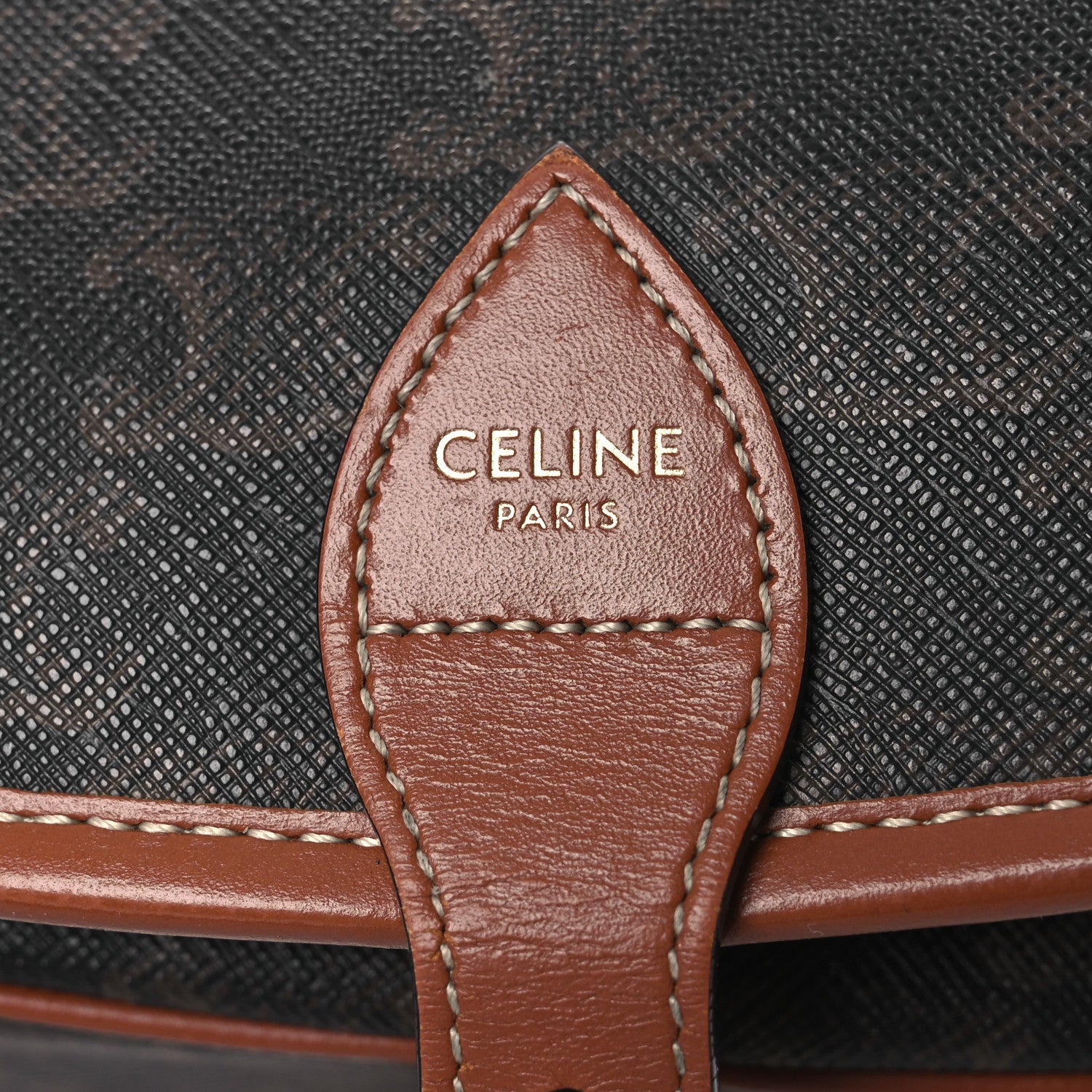 Celine Triomphe Canvas Medium Folco Bag Tan 6 of 17