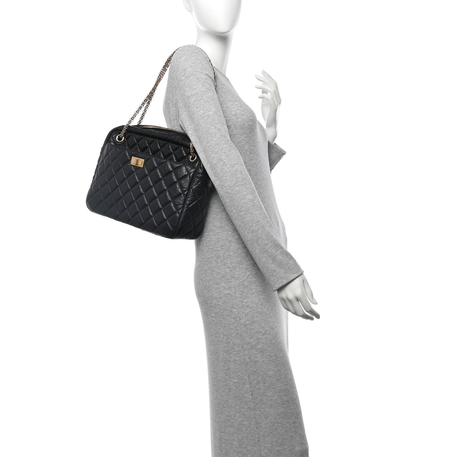 Chanel Aged Calfskin Quilted Large Reissue Camera Case Black 2 of 10