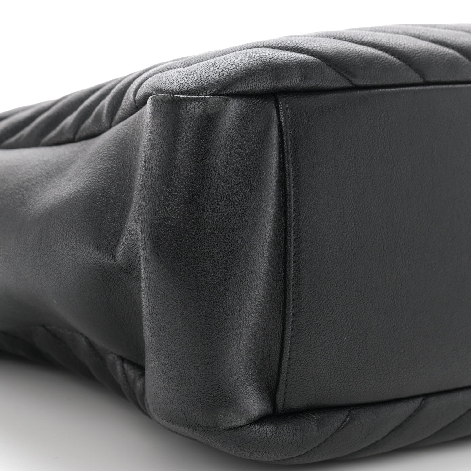 Saint Laurent Sheepskin Matelasse Chevron Large Monogram Shopping Bag Black 8 of 9