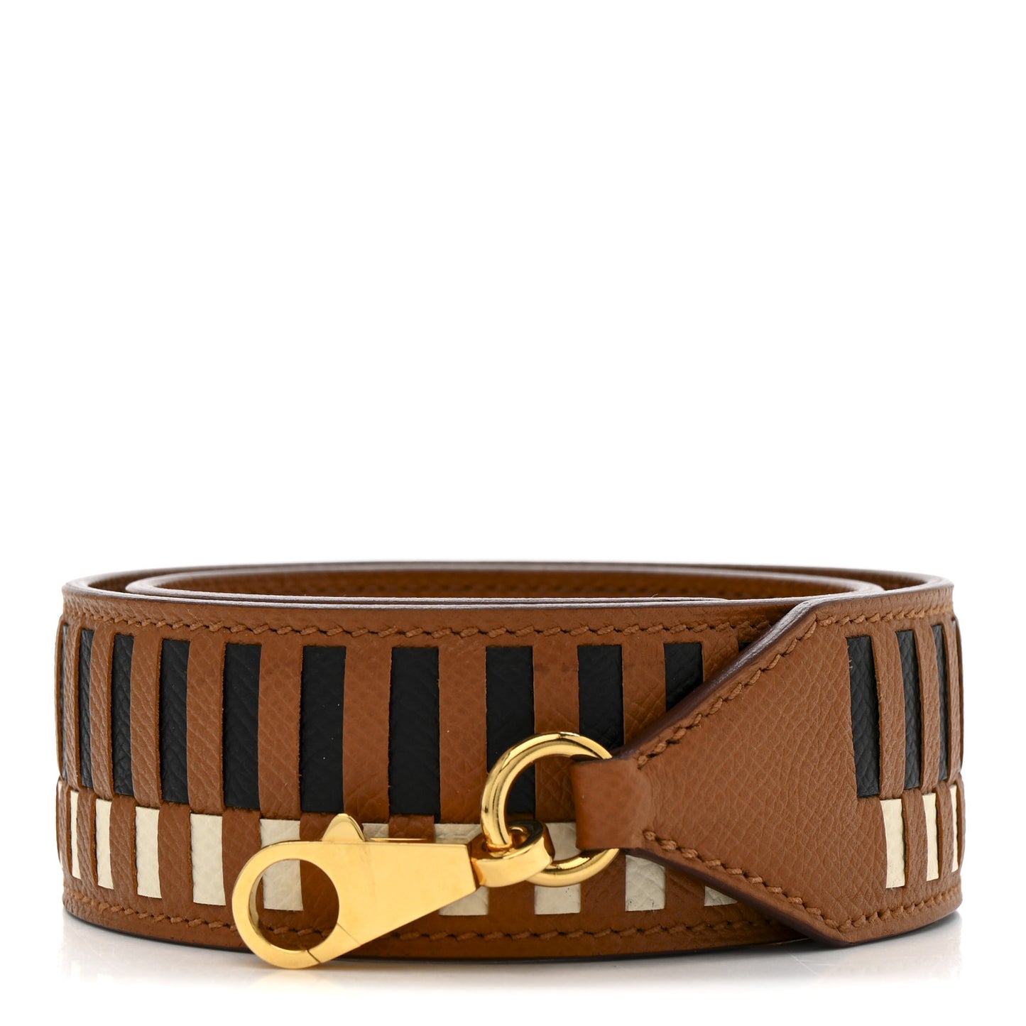 Epsom 40mm Tressage Shoulder Strap Black Craie Gold